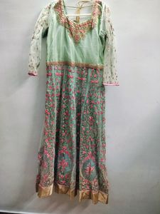 Ethnic Embroidery Gown With Plazo And Dupatta