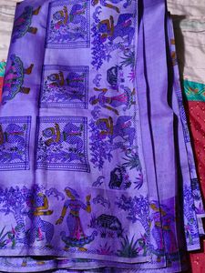 Ethnic Pattern Purple Saree