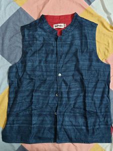 Fabindia Sleeveless Jacket In Pure raw silk