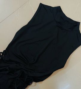 Mock Neck Cut Out Side Lace Up Bodycon Dress