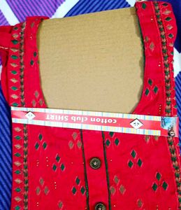 Readymade Red Printed Kurta Set