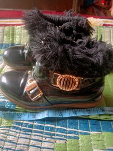 Black Furry Accent Boots show for girls