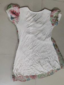 Floral Print Top satin and cotton blend