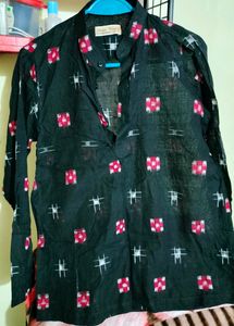 Black Cotton Sambalpuri Short Kurta for 13 /14 Yrs