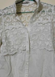 Lace Detail White Top