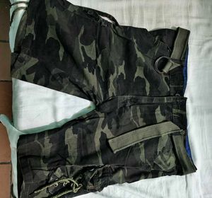 Camo Cargo Shorts With Belt