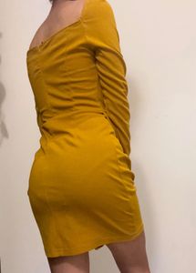 Mustard Long Sleeve Mini Dress