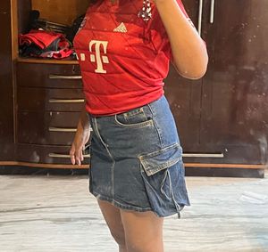 Denim Mini Skirt with cargo pockets