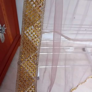 Mauve Anarkali Dress with Gold Detail
