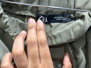 Zara- Linen Jogger Trousers Green | Size-medium