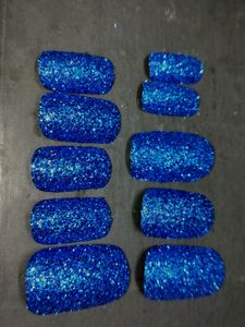 Set Of 1 Blue glitter Nails