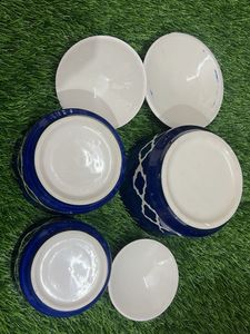 Blue Ceramic Bowls with Lids - Set of 3
