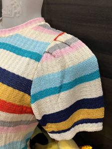 Retro Rainbow Knit Crop Top