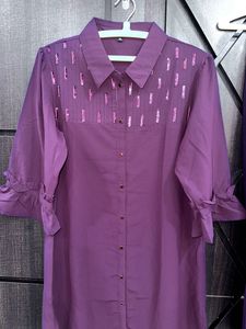 Purple Embellished Co-ord Set With Belt.