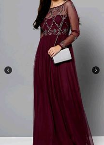 Elegant Maroon Embellished Dress