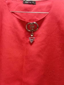 Red Blouse with Embellishment