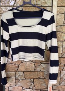 Striped Long Sleeve Crop Top