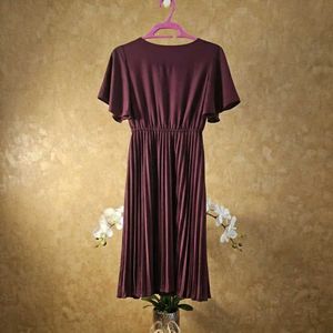 Purple crepe midi dress