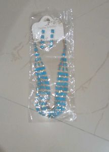 Blue Necklace With Earrings