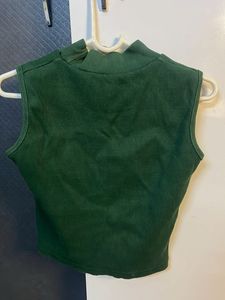 Bottle Green ribbed stretchy tank top