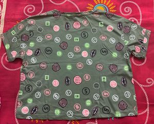 Trendy Olive Green Printed Crop Top