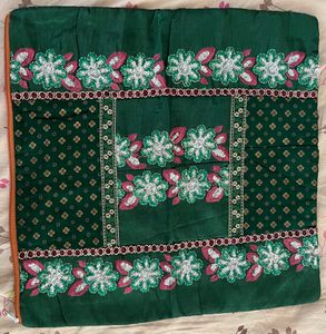 Green Color Designer Pair Of Cushion Covers