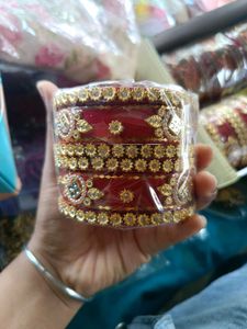 Red &amp; Gold lakh  Bangle Set