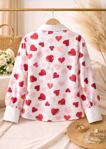 Heart Print Button-Up Shirt