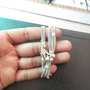 AJ97 Pure Silver Double Line Kids Kamarbandh Chain