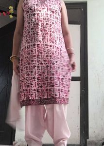 Printed Kurta Set Pink N Wine
