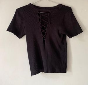 Ribbed Tie Up Top