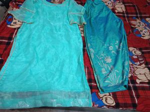 Stylish Party Wear Sky Blue Kurti Set