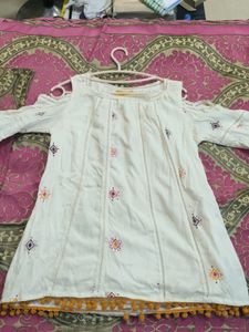 Off White Printed Top