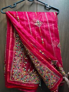 Rani pink organza saree