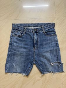 Distressed Denim Jean Shorts