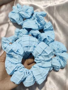 Blue Checkered Scrunchie