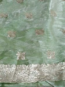 Light Green Embroidered Saree
