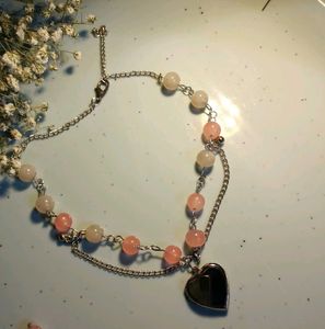 Heart Charm Beaded Wired Necklace