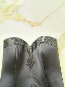 Sequin Trim Black Corset Top