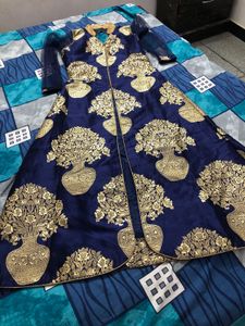 Royal Blue &amp; Gold Embroidered Dress