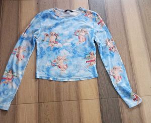Angel Print Mesh Top