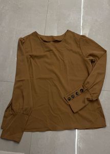 Elegant Brown Long Sleeve Top