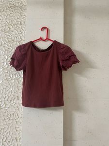 Maroon Mocha Puff Sleeve Top