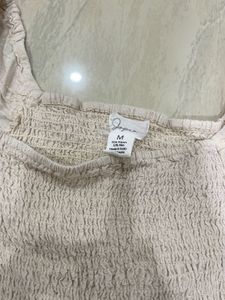 Beige Crop Top with Long Sleeves