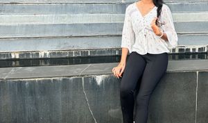 white stylish top with front slit