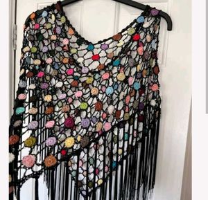 Multi Color Pancho Crochet Top