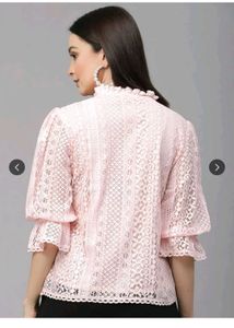 Peach tie-up Lace Top