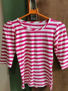 Striped Pink & White Top