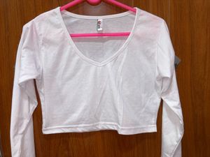 V Neck Crop T Shirt