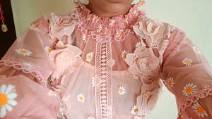 Pink Floral Mesh Dress